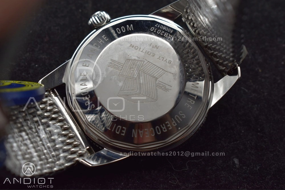 Super Ocean Heritage II BLSF 42mm SS Black Dial Black Ceramic Bezel on SS Mesh Bracelet A2824