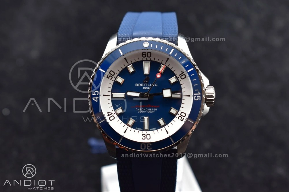SuperOcean Automatic 42 SS BLSF 1:1 Best Edition Blue Dial on Blue Rubber Strap A2824