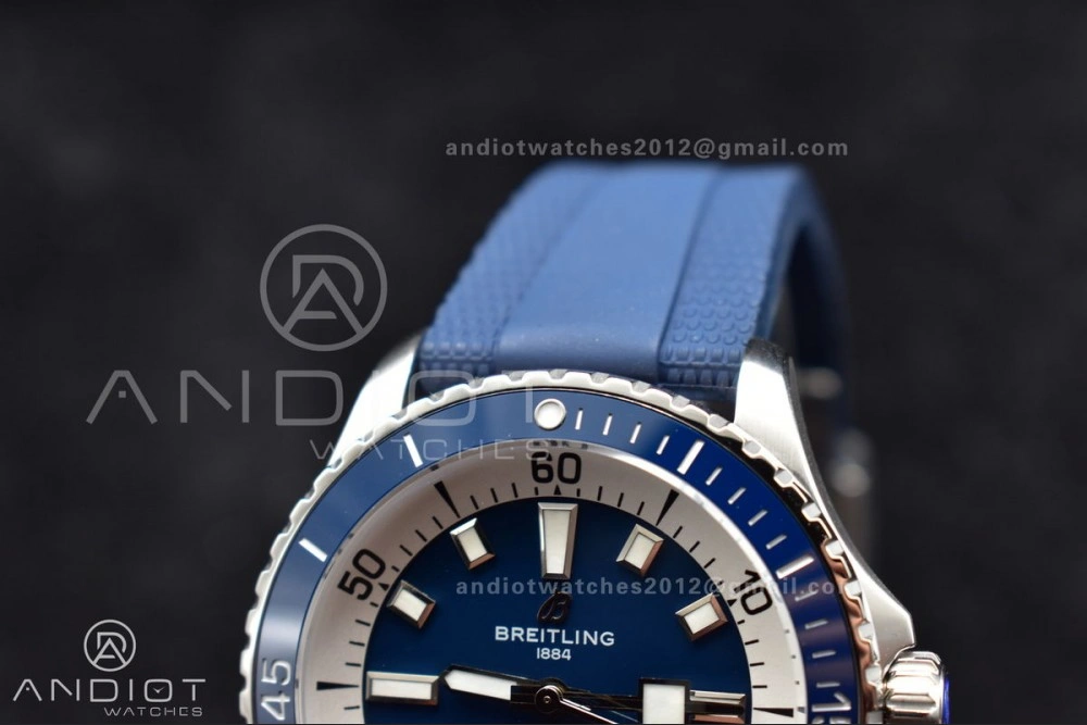 SuperOcean Automatic 42 SS BLSF 1:1 Best Edition Blue Dial on Blue Rubber Strap A2824