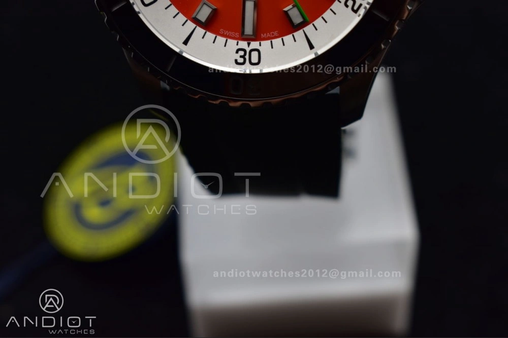 SuperOcean Automatic 42 SS BLSF 1:1 Best Edition Orange Dial on Green Rubber Strap A2824