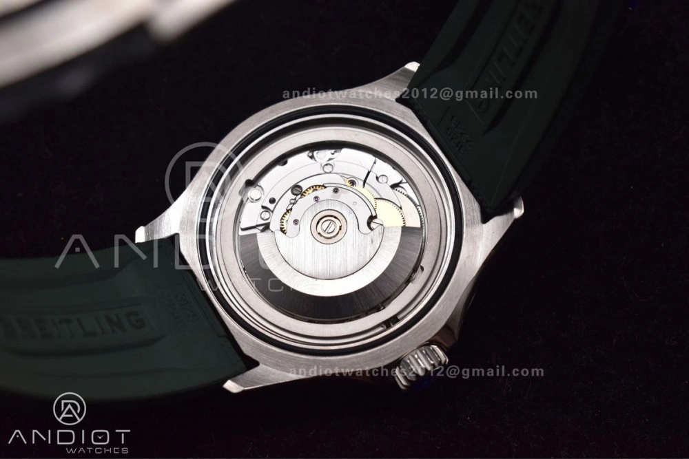 SuperOcean Automatic 42 SS BLSF 1:1 Best Edition Orange Dial on Green Rubber Strap A2824