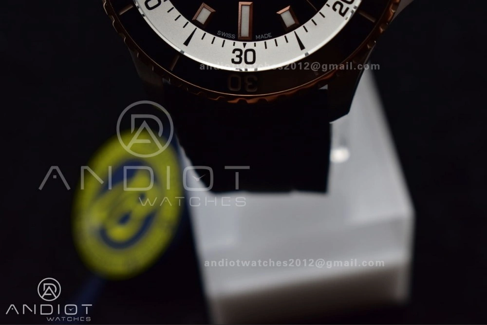 SuperOcean Automatic 42 SS RG BLSF 1:1 Best Edition Black Dial on Black Rubber Strap A2824