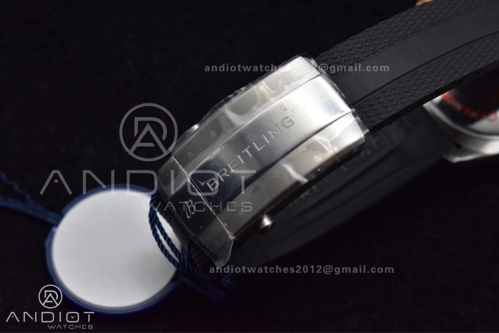 SuperOcean Automatic 42 SS RG BLSF 1:1 Best Edition Black Dial on Black Rubber Strap A2824