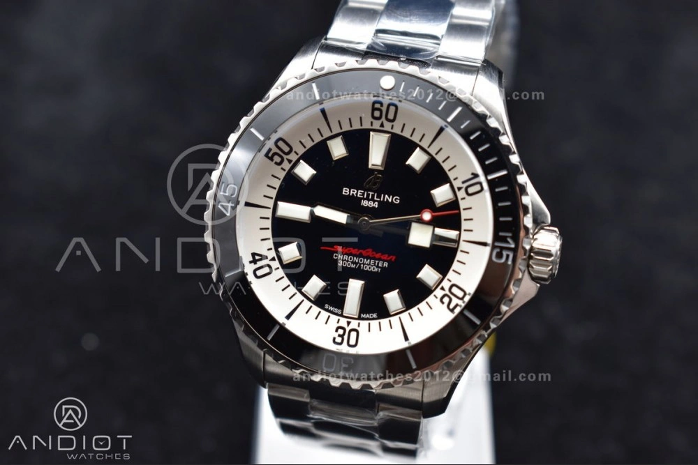 SuperOcean Automatic 44 TF 1:1 Best Edition Black White Dial on SS Bracelet A2824