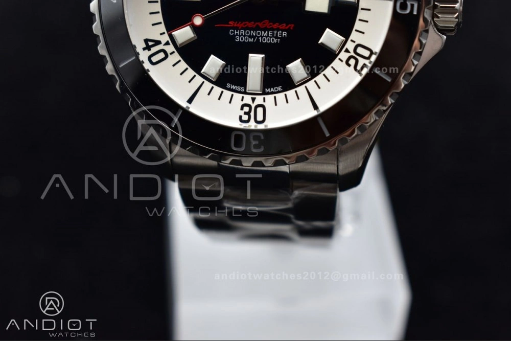 SuperOcean Automatic 44 TF 1:1 Best Edition Black White Dial on SS Bracelet A2824