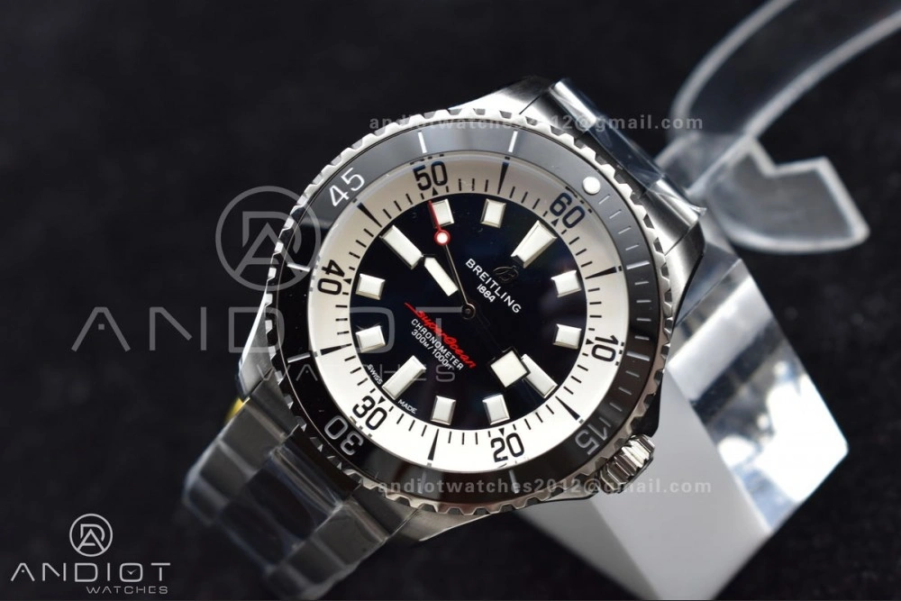 SuperOcean Automatic 44 TF 1:1 Best Edition Black White Dial on SS Bracelet A2824
