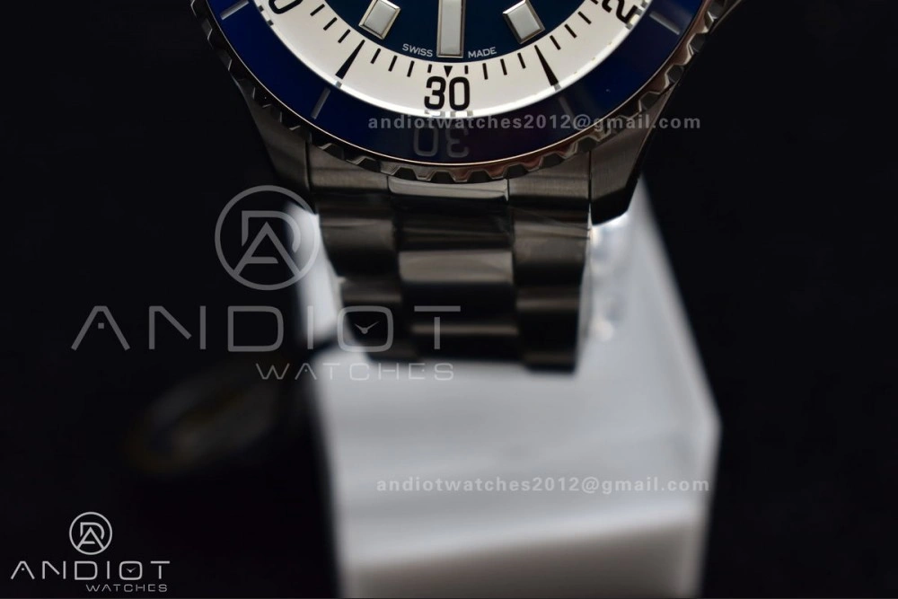 SuperOcean Automatic 44 TF 1:1 Best Edition Blue Ceramic Bezel Blue White Dial on SS Bracelet A2824