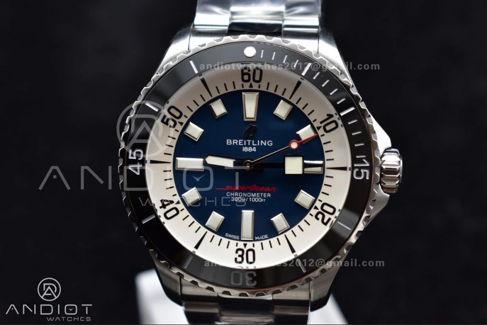 SuperOcean Automatic 44 TF 1:1 Best Edition Blue White Dial on SS Bracelet A2824