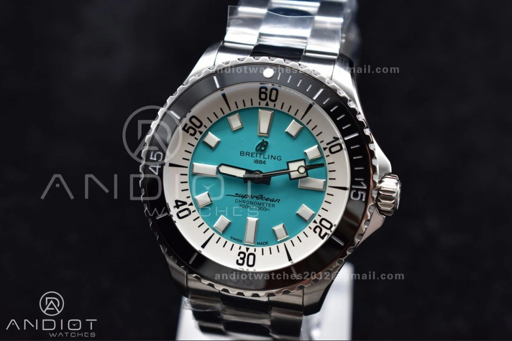 SuperOcean Automatic 44 TF 1:1 Best Edition Tiffany Blue Dial on SS Bracelet A2824