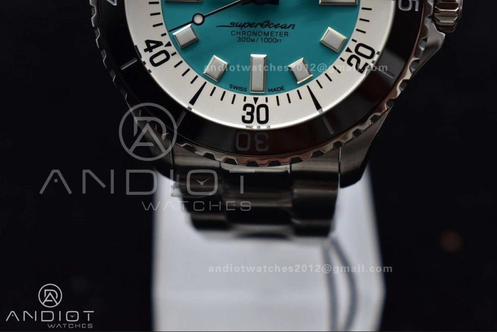 SuperOcean Automatic 44 TF 1:1 Best Edition Tiffany Blue Dial on SS Bracelet A2824