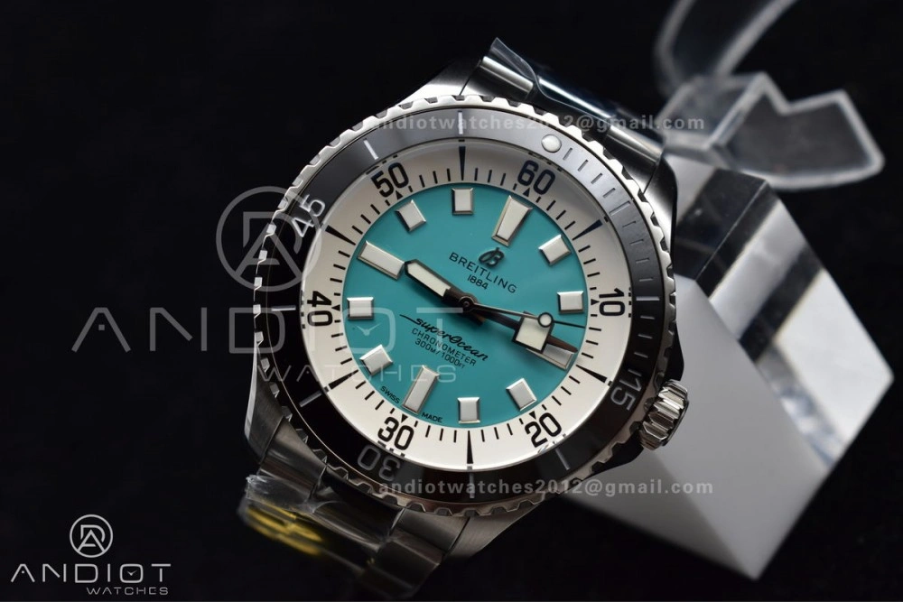 SuperOcean Automatic 44 TF 1:1 Best Edition Tiffany Blue Dial on SS Bracelet A2824