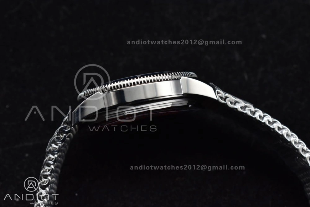 SuperOcean Heritage II BLSF 42mm SS Blue Dial Blue Ceramic Bezel on SS Mesh Bracelet A2824