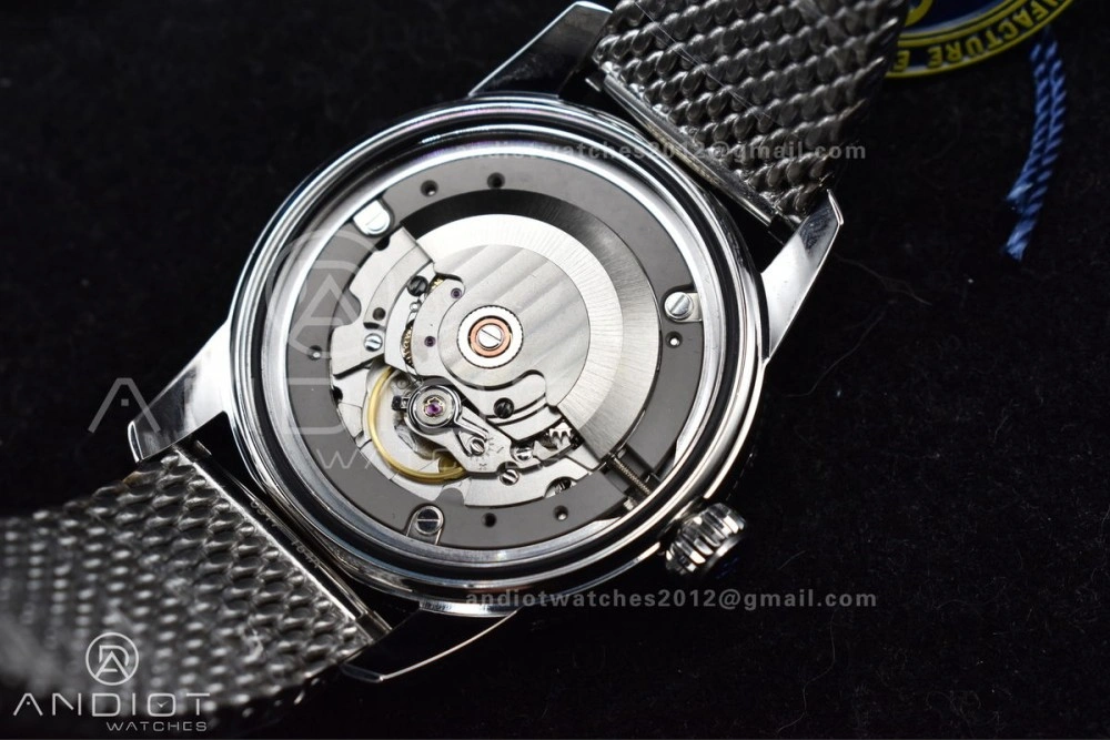 SuperOcean Heritage II BLSF 42mm SS White Dial Blue Ceramic Bezel on SS Mesh Bracelet A2824