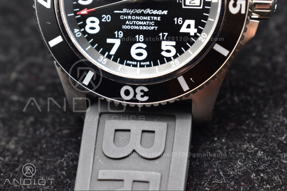 Superocean Automatic 44 TF 1:1 Best Edition Black Dial Black Bezel On Black Rubber Strap A2824
