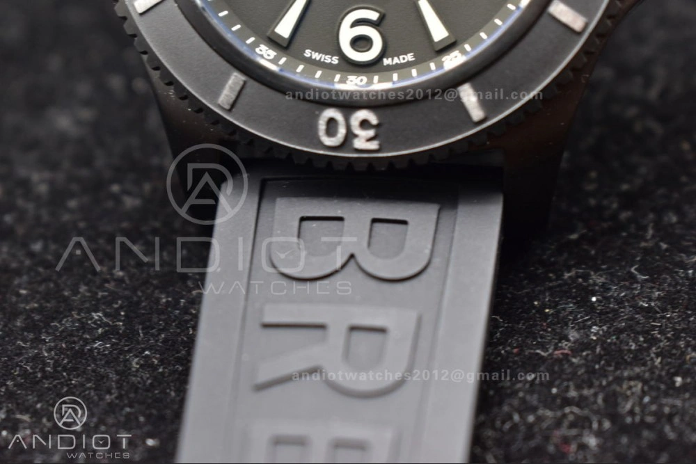 Superocean Automatic 44 TF 1:1 Best Edition Black Dial Black Bezel On Black Rubber Strap A2824