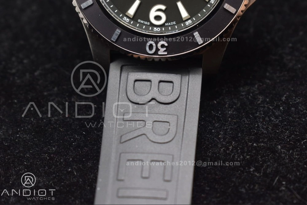 Superocean Automatic 44 TF 1:1 Best Edition Black Dial Black Bezel On Black Rubber Strap A2824