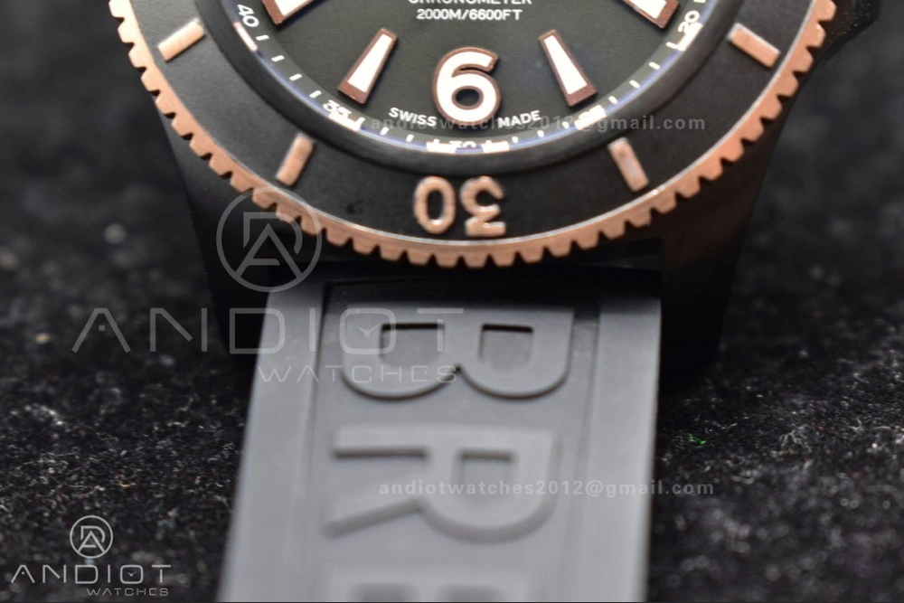 Superocean Automatic 44 TF 1:1 Best Edition Black Dial Black Bezel on Black Rubber Strap A2824