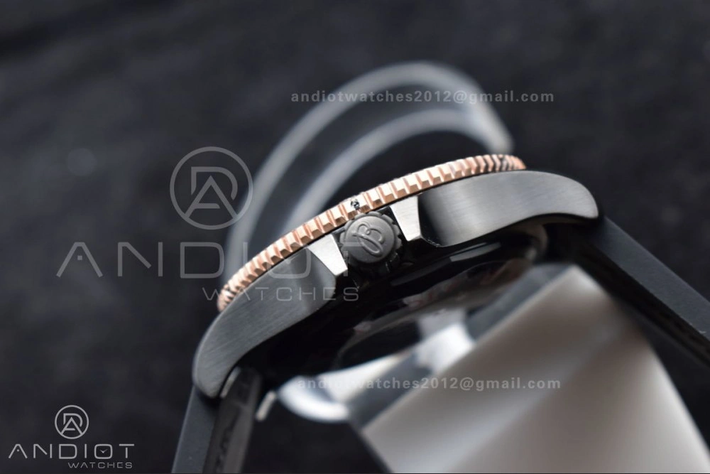 Superocean Automatic 44 TF 1:1 Best Edition Black Dial Black Bezel on Black Rubber Strap A2824