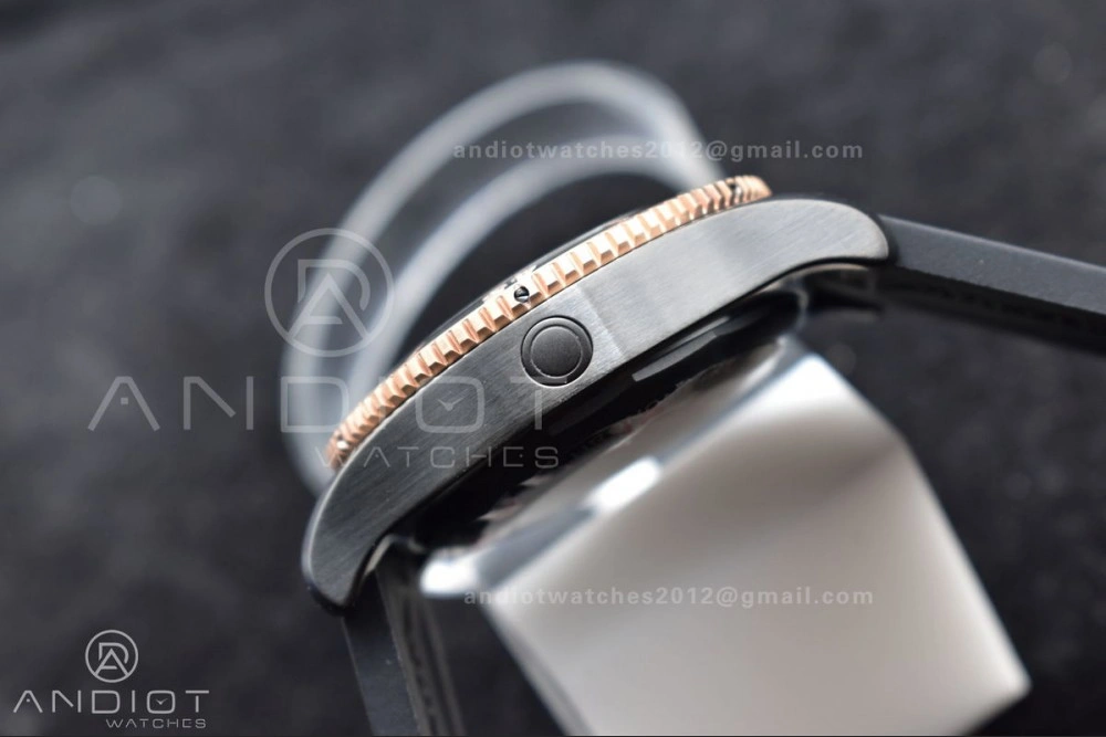 Superocean Automatic 44 TF 1:1 Best Edition Black Dial Black Bezel on Black Rubber Strap A2824