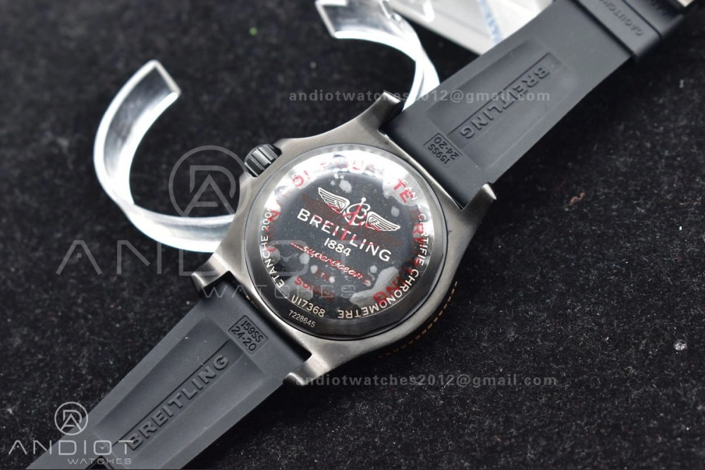 Superocean Automatic 44 TF 1:1 Best Edition Black Dial Black Bezel on Black Rubber Strap A2824