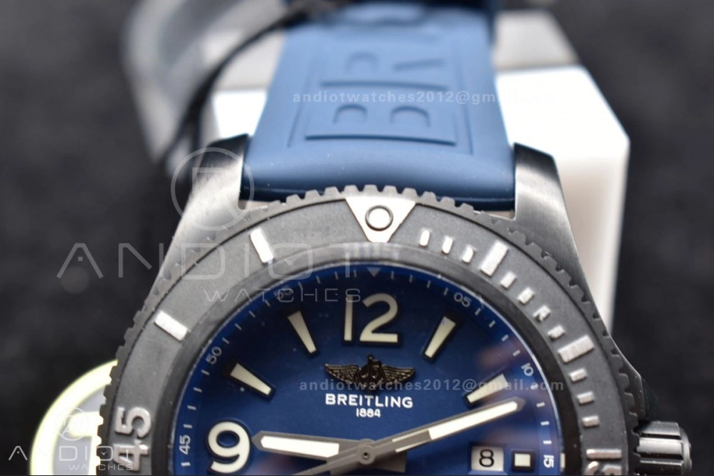 Superocean Automatic 44 TF 1:1 Best Edition Blue Dial Black Bezel On Black Rubber Strap A2824