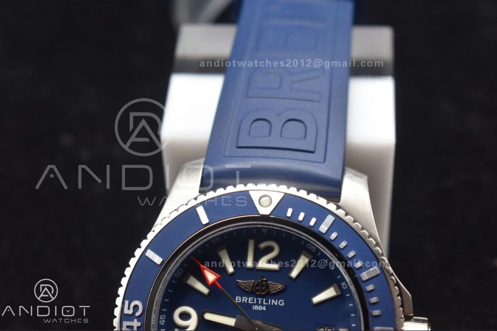 Superocean Automatic 44 TF 1:1 Best Edition Blue Dial Black Bezel On Black Rubber Strap A2824