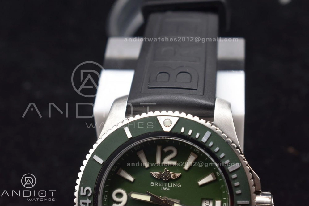 Superocean Automatic 44 TF 1:1 Best Edition Dark Green Dial Black Bezel On Black Rubber Strap A2824