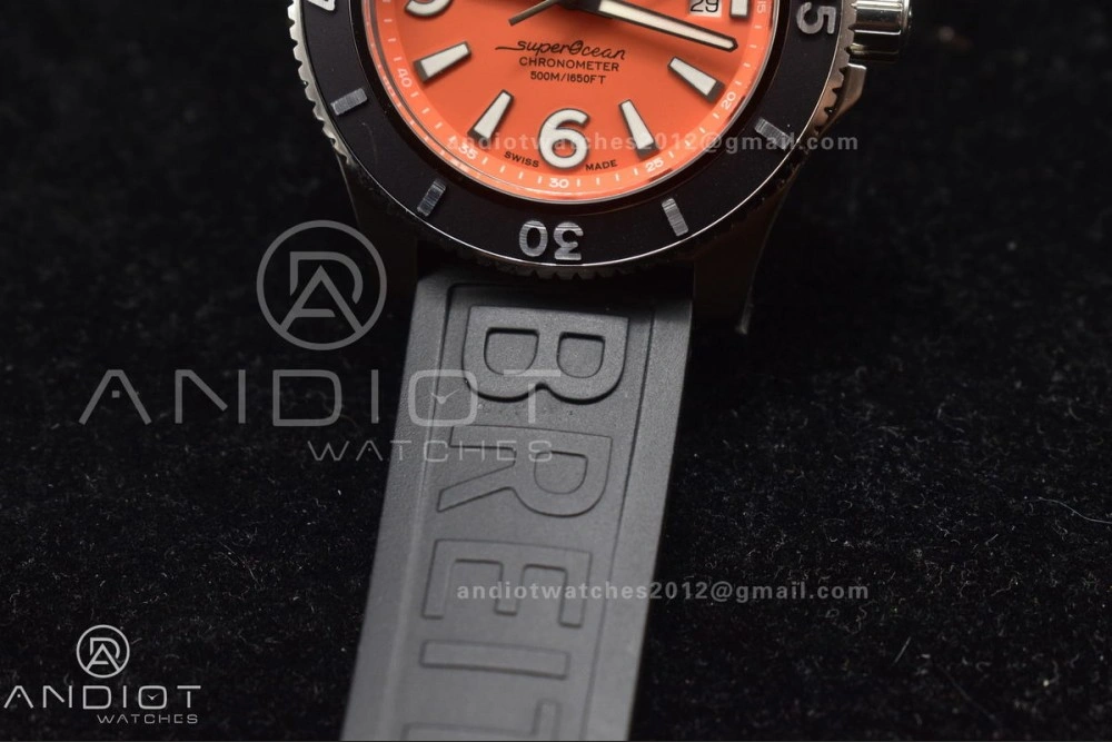 Superocean Automatic 44 TF 1:1 Best Edition Orange Dial Black Bezel On Black Rubber Strap A2824