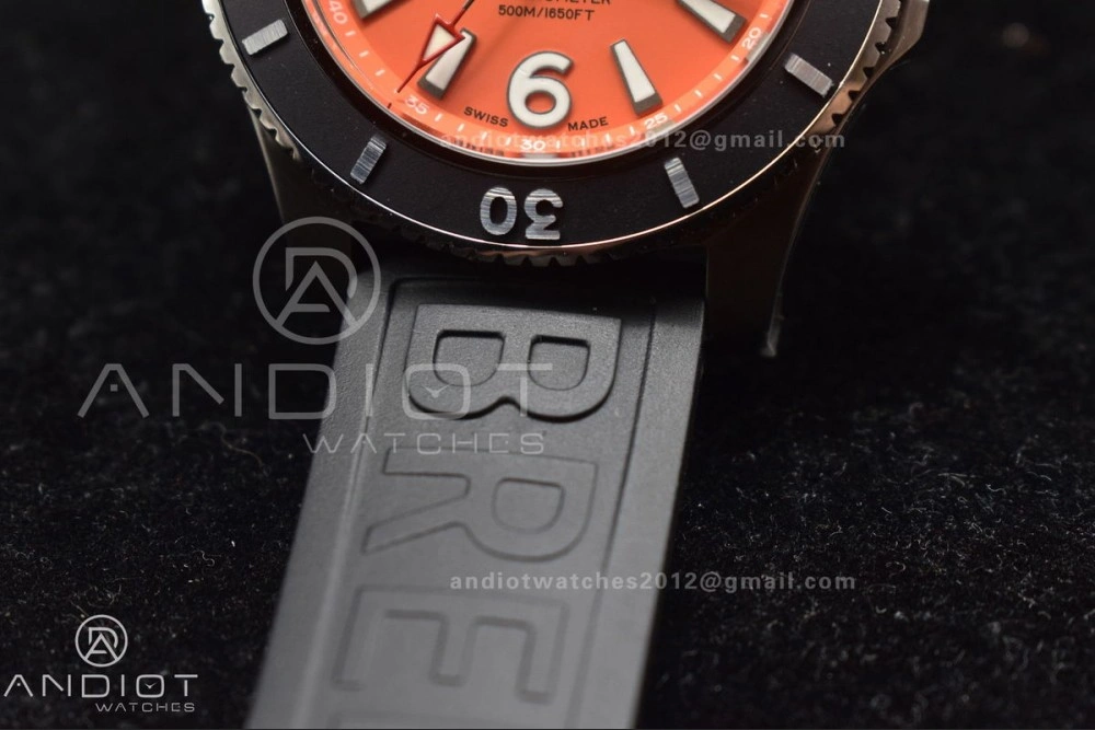 Superocean Automatic 44 TF 1:1 Best Edition Orange Dial Black Bezel On Black Rubber Strap A2824
