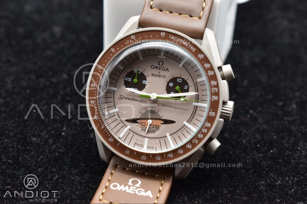 Swatch X Omega Bioceramic Moonwatch Mission To Saturn On Nylon Strap Quartz