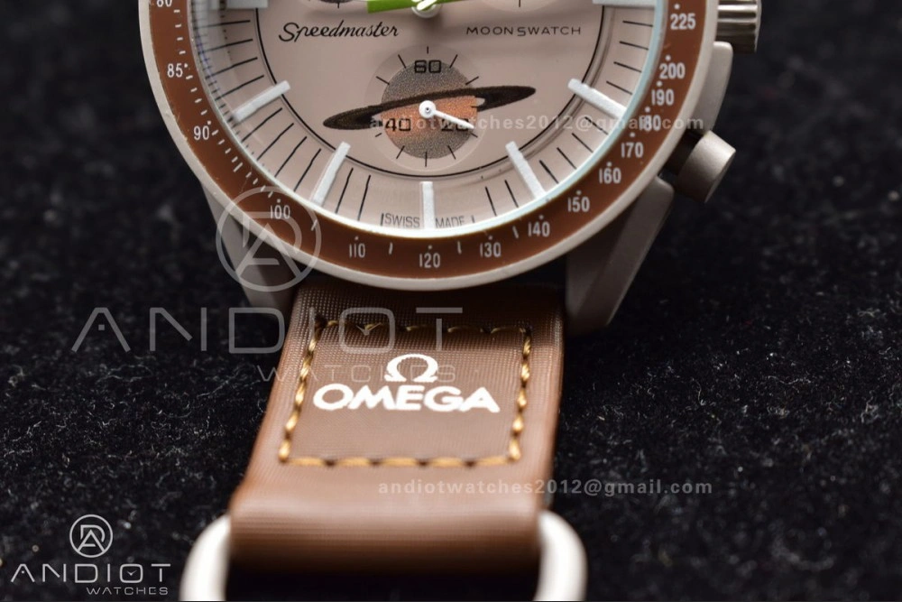 Swatch X Omega Bioceramic Moonwatch Mission To Saturn On Nylon Strap Quartz