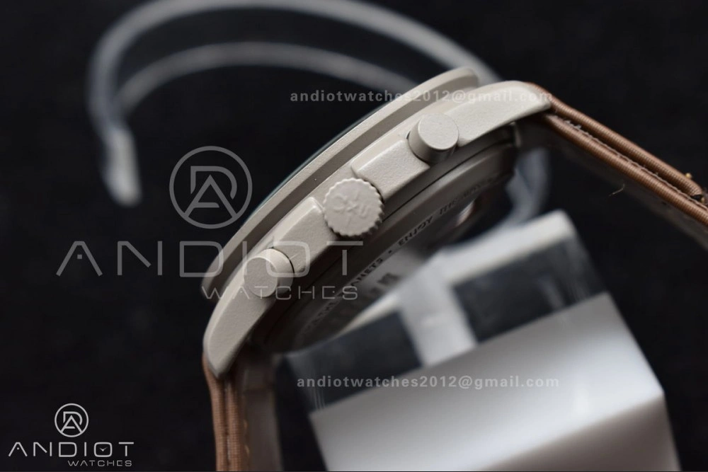 Swatch X Omega Bioceramic Moonwatch Mission To Saturn On Nylon Strap Quartz