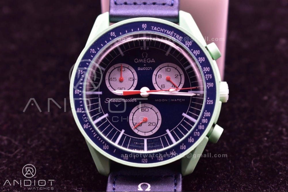 Swatch x Omega Bioceramic Moonwatch Mission to Earth on Nylon Strap Quartz