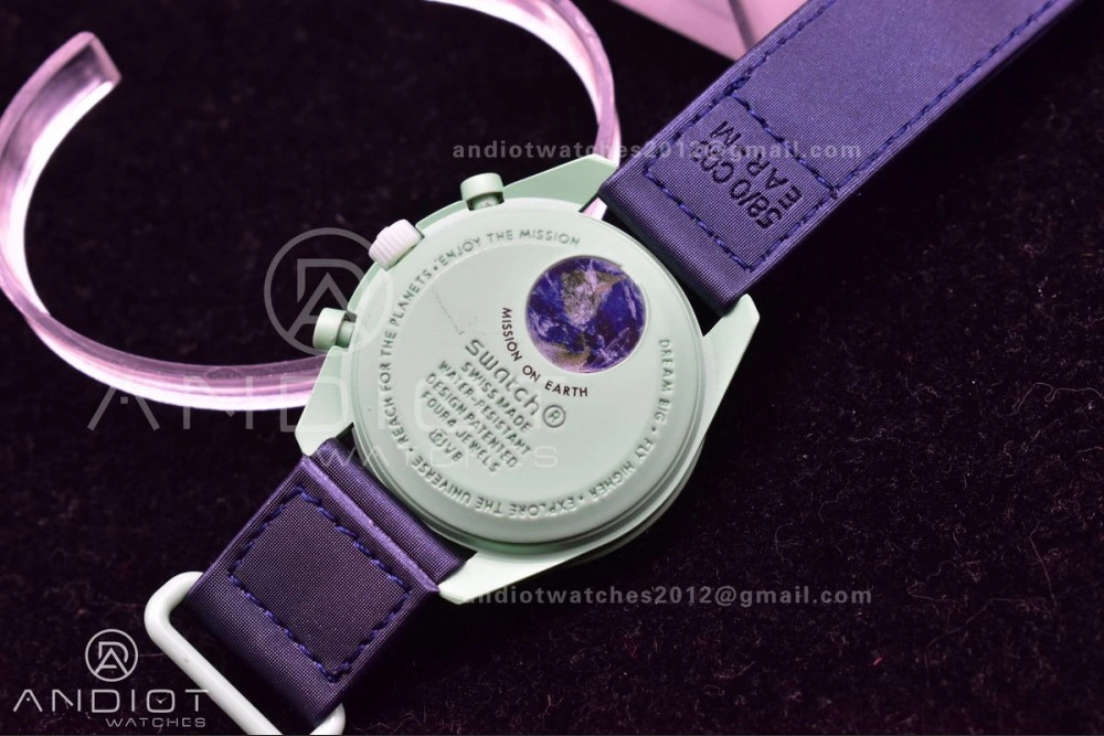 Swatch x Omega Bioceramic Moonwatch Mission to Earth on Nylon Strap Quartz