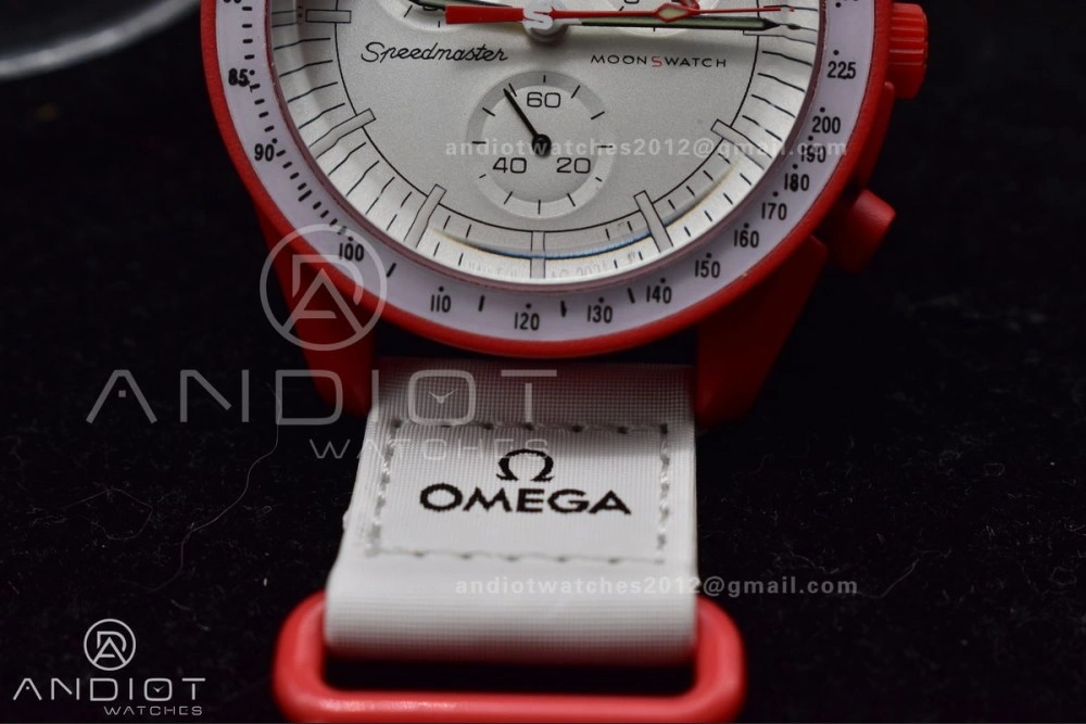 Swatch x Omega Bioceramic Moonwatch Mission to Mars on Nylon Strap Quartz