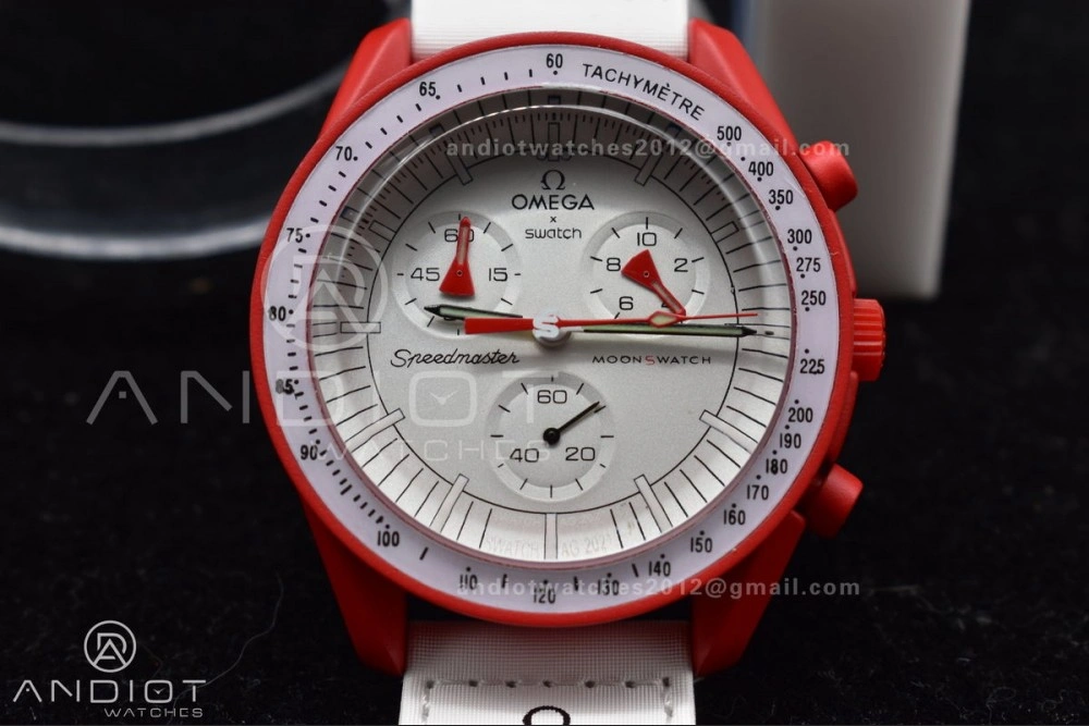 Swatch x Omega Bioceramic Moonwatch Mission to Mars on Nylon Strap Quartz