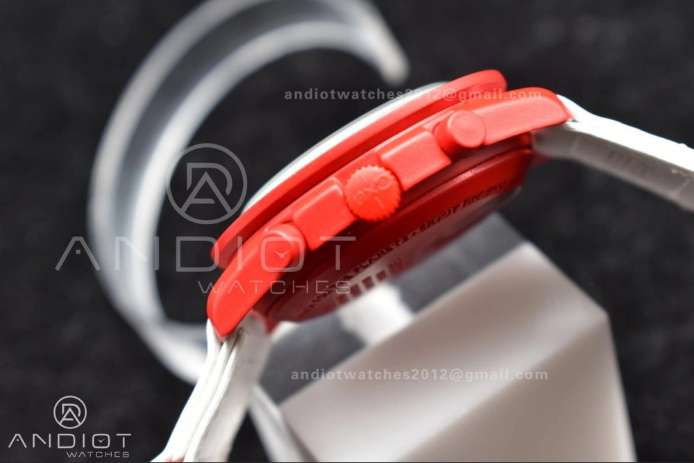 Swatch x Omega Bioceramic Moonwatch Mission to Mars on Nylon Strap Quartz