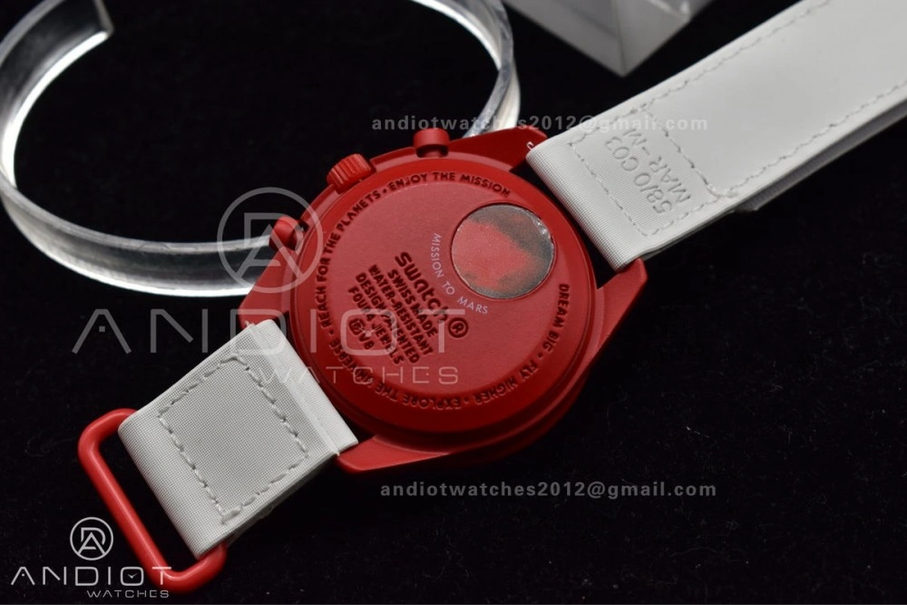 Swatch x Omega Bioceramic Moonwatch Mission to Mars on Nylon Strap Quartz