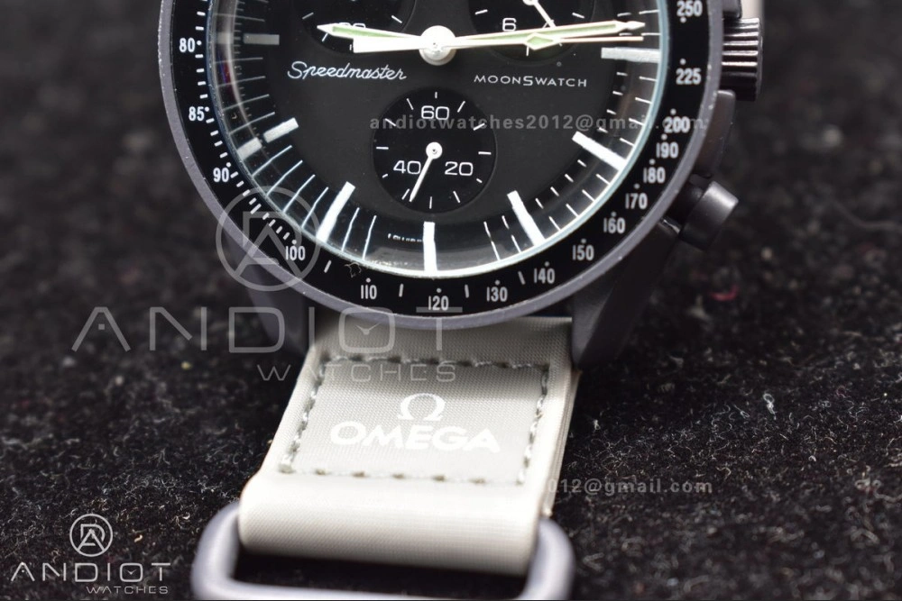 Swatch x Omega Bioceramic Moonwatch Mission to Mercury on Nylon Strap Quartz