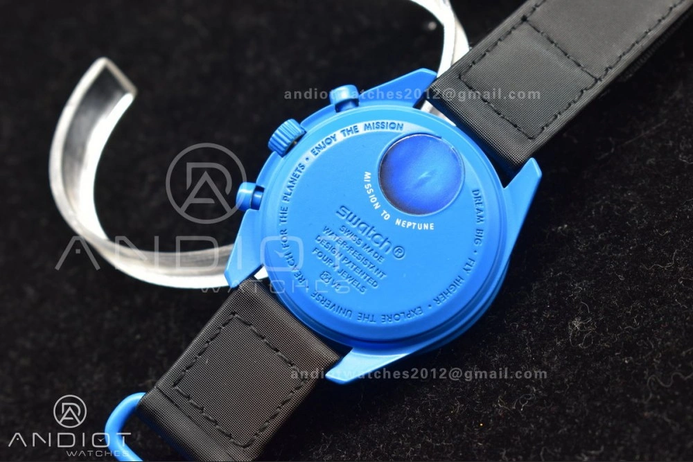 Swatch x Omega Bioceramic Moonwatch Mission to Neptune on Nylon Strap Quartz