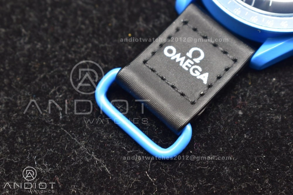 Swatch x Omega Bioceramic Moonwatch Mission to Neptune on Nylon Strap Quartz