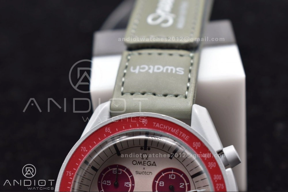 Swatch x Omega Bioceramic Moonwatch Mission to Pluto on Nylon Strap Quartz