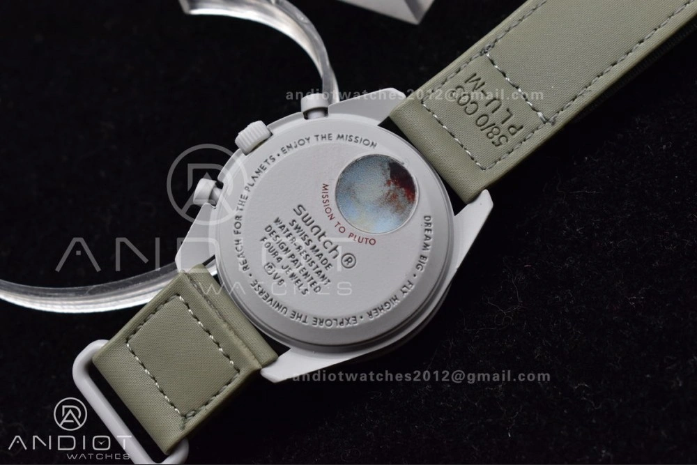 Swatch x Omega Bioceramic Moonwatch Mission to Pluto on Nylon Strap Quartz