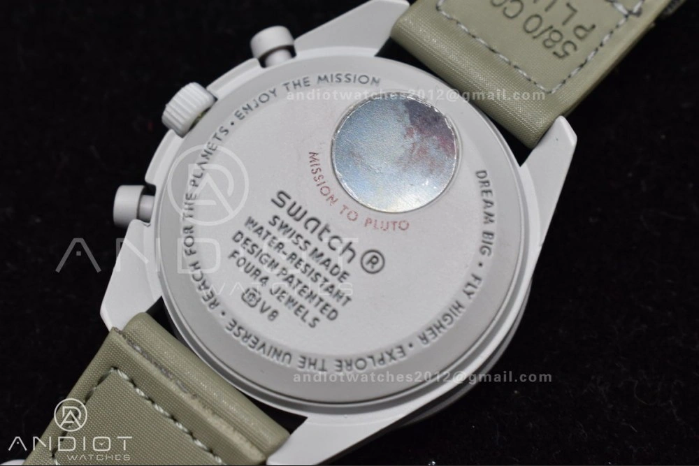 Swatch x Omega Bioceramic Moonwatch Mission to Pluto on Nylon Strap Quartz
