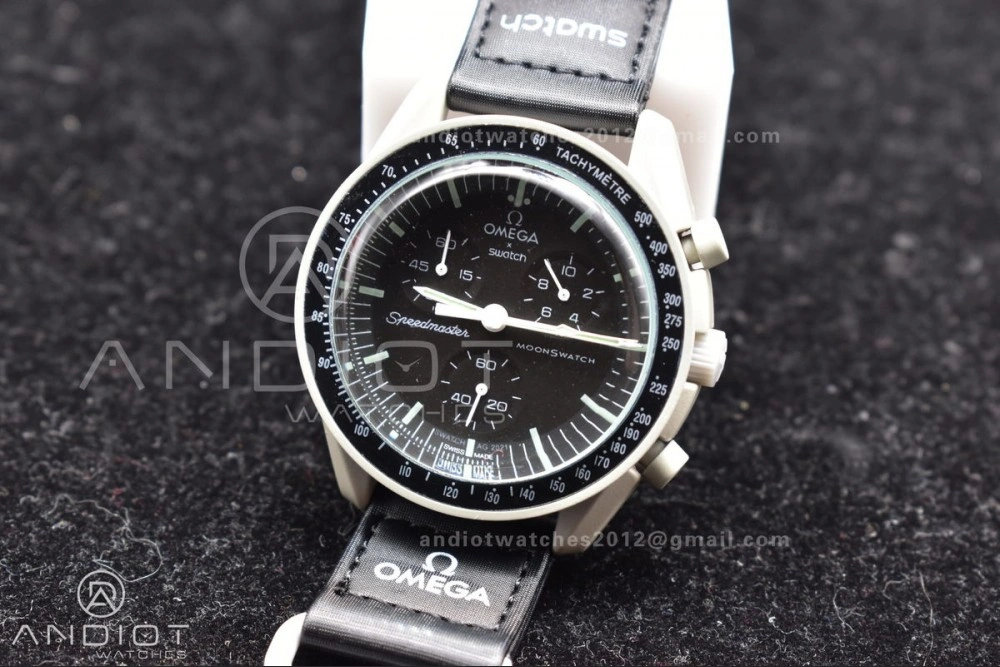 Swatch x Omega Bioceramic Moonwatch Mission to The Moon on Nylon Strap Quartz
