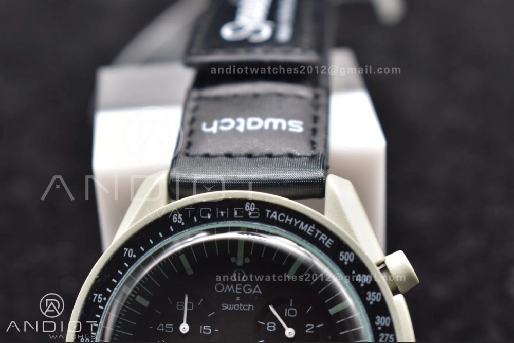 Swatch x Omega Bioceramic Moonwatch Mission to The Moon on Nylon Strap Quartz