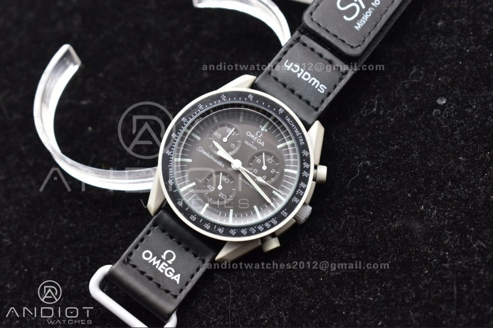 Swatch x Omega Bioceramic Moonwatch Mission to The Moon on Nylon Strap Quartz