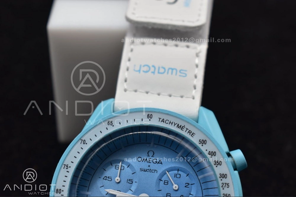 Swatch x Omega Bioceramic Moonwatch Mission to Uranus on Nylon Strap Quartz