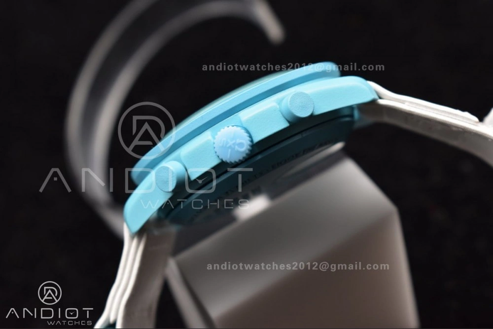 Swatch x Omega Bioceramic Moonwatch Mission to Uranus on Nylon Strap Quartz