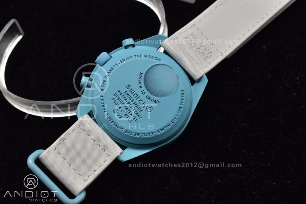 Swatch x Omega Bioceramic Moonwatch Mission to Uranus on Nylon Strap Quartz